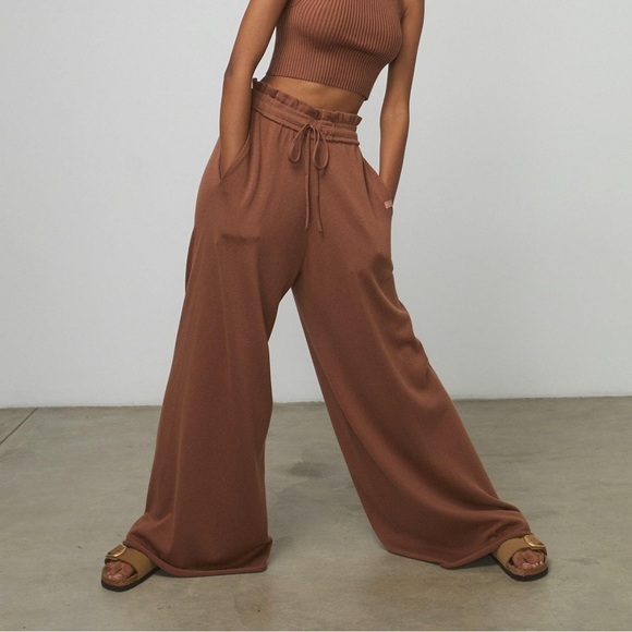 Lunya Cozy Cotton Silk Relaxed Ankle Pants Humble Brown (Walnut) NWOT NEW - Picture 3 of 11